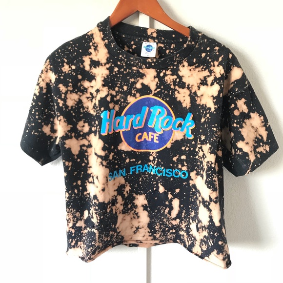 Hard Rock Cafe Tops - Vintage Hard Rock San Francisco Bleach Spotted top